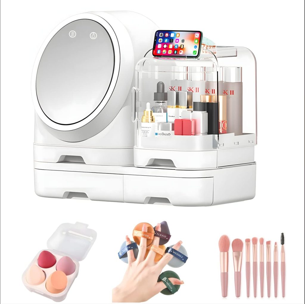 makeup organizers with mirror